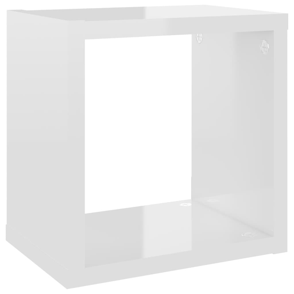 vidaXL Raft de perete cub, 6 buc., alb extralucios, 22x15x22 cm, PAL