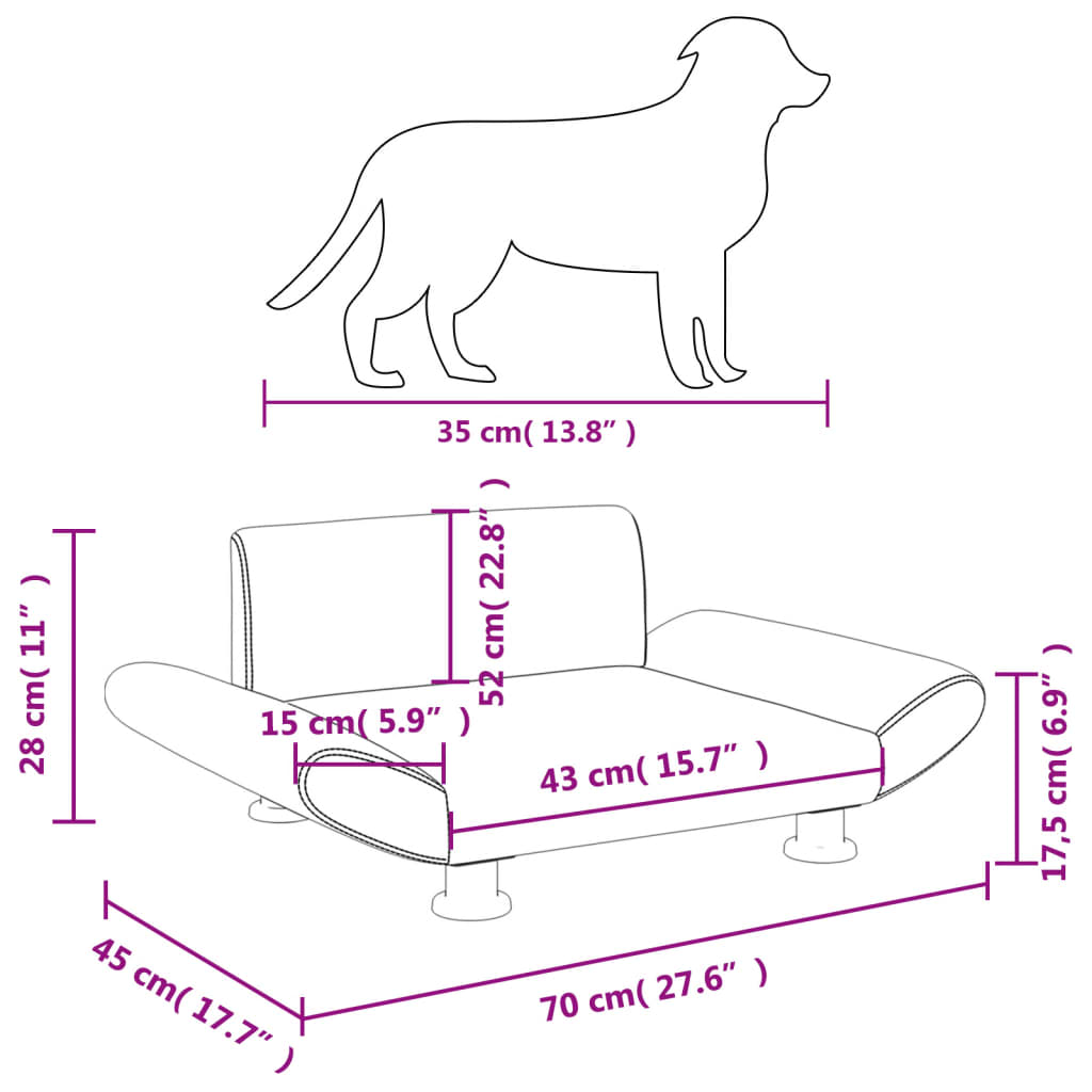 vidaXL Pat de câini, negru, 70x45x28 cm, piele ecologică