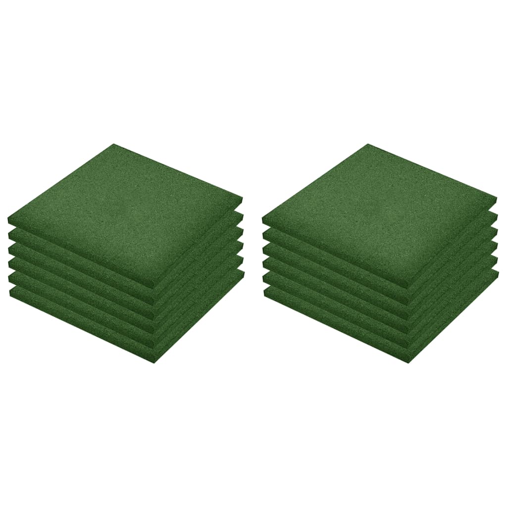 vidaXL Plăci de protecție la cădere 12 buc, verde, 50x50x3 cm, cauciuc