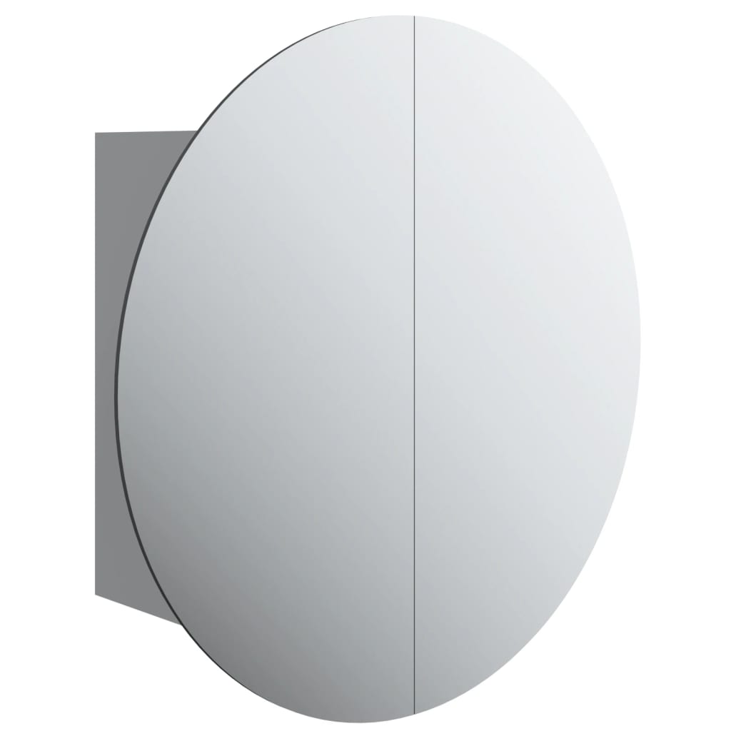 vidaXL Dulap de baie cu oglindă rotundă și LED, gri, 40x40x17,5 cm