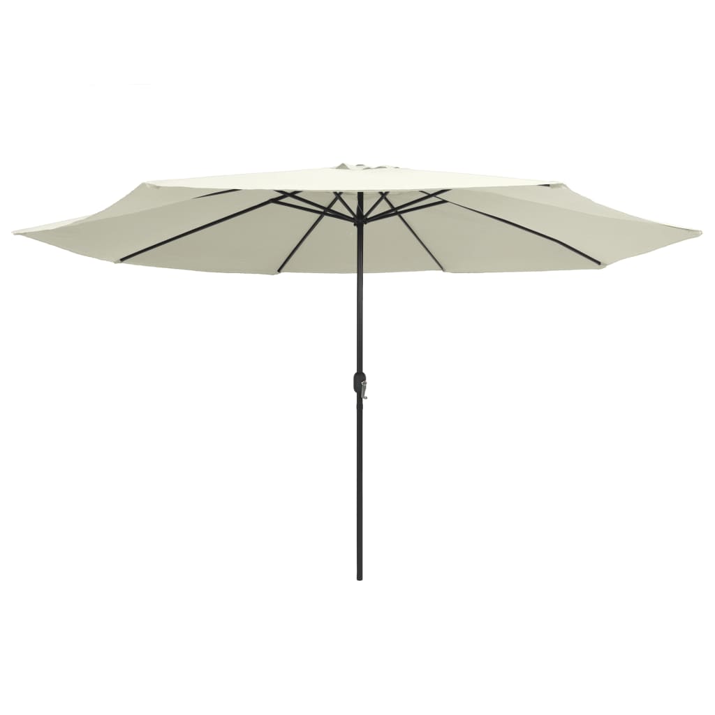 vidaXL Umbrelă de soare de exterior, stâlp metalic, alb nisipiu 390 cm