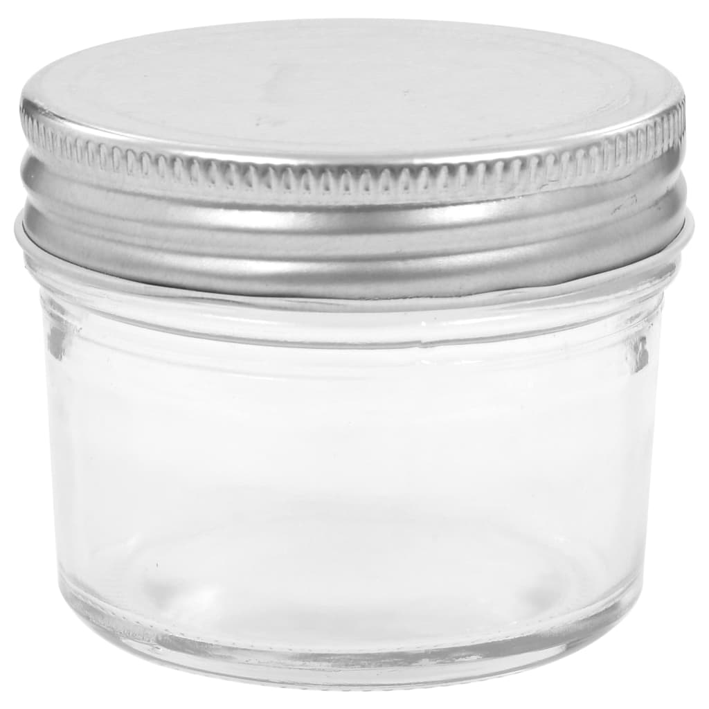 vidaXL Borcane din sticlă pentru gem cu capac argintiu 24 buc. 110 ml