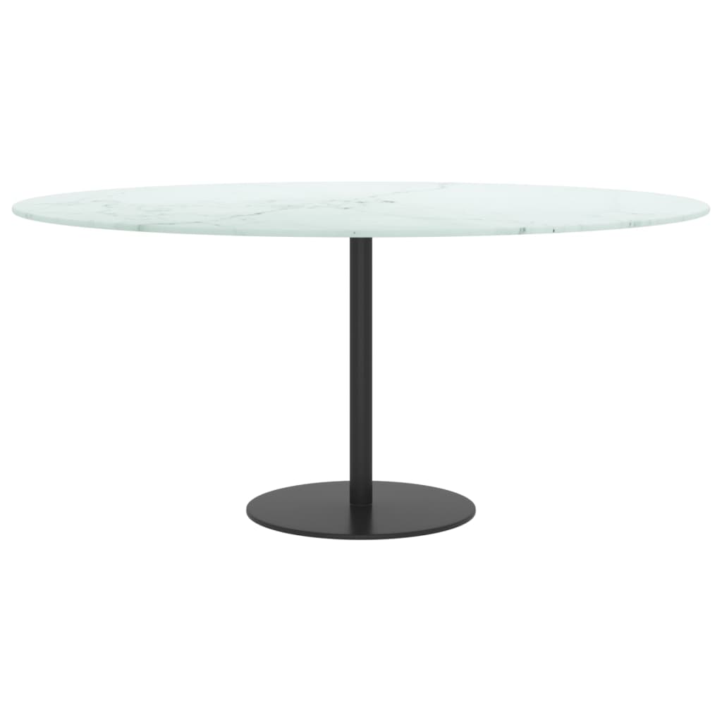 vidaXL Blat de masă alb Ø90x1 cm sticlă securizată cu design marmură