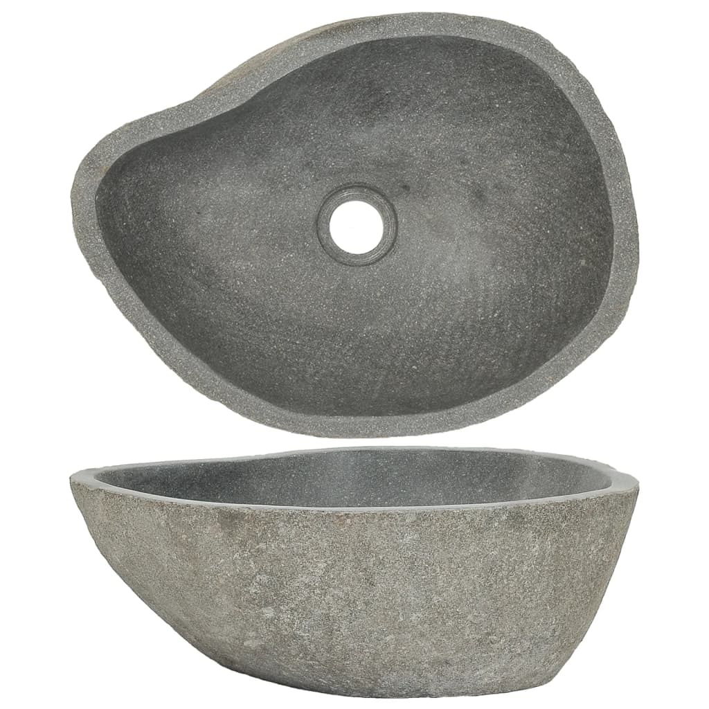 vidaXL Chiuvetă din piatră de râu, 37-46 cm, ovală