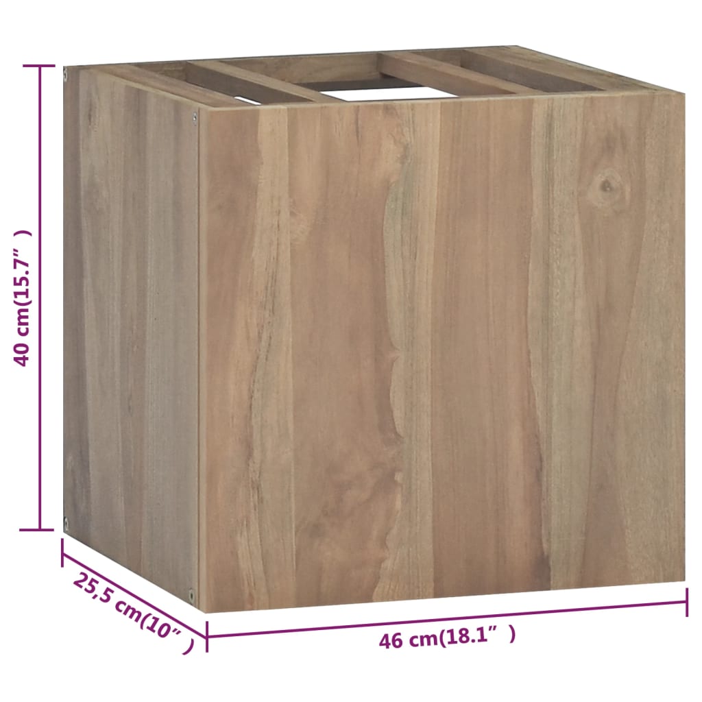vidaXL Dulap de baie suspendat, 46x25,5x40 cm, lemn masiv de tec