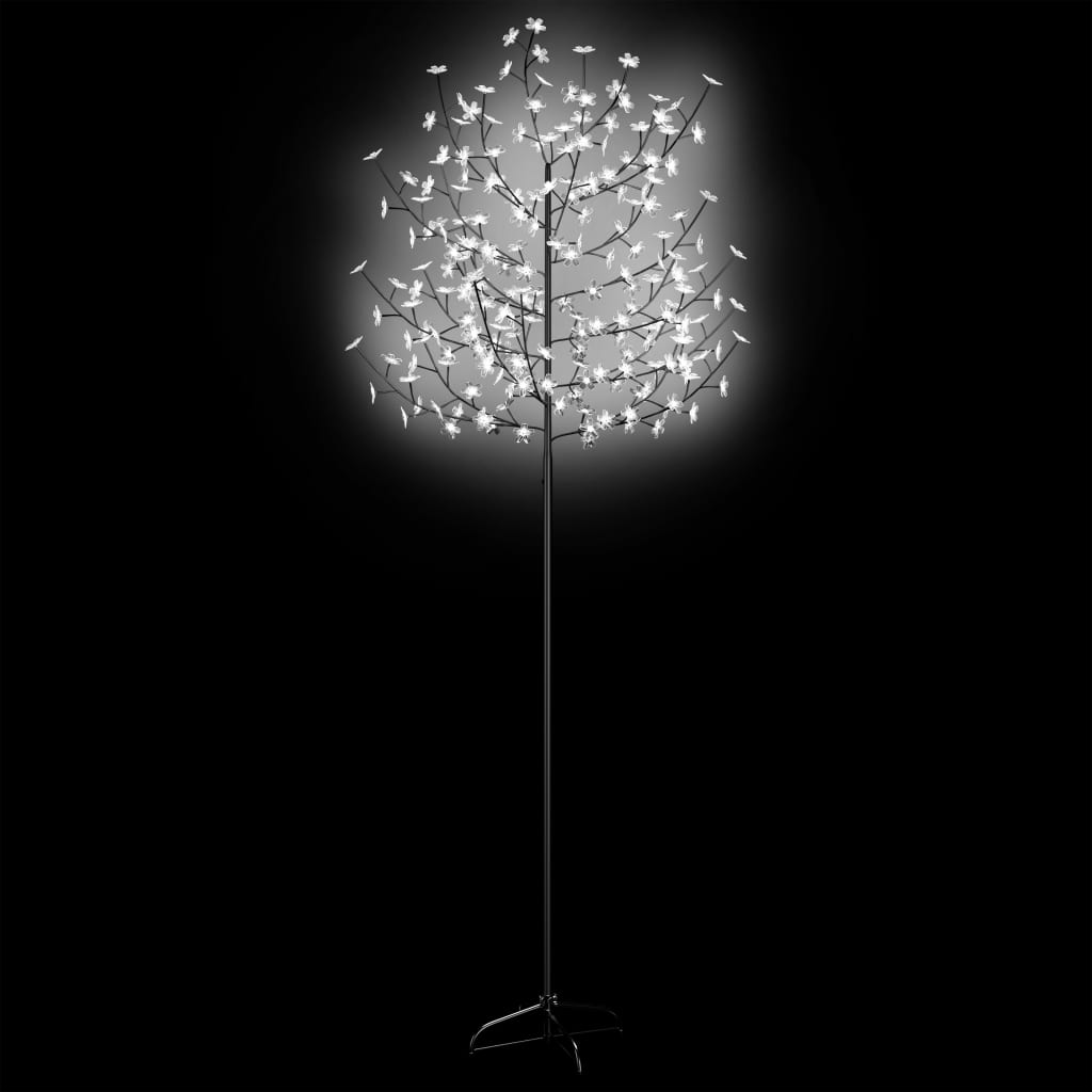 vidaXL Pom Crăciun, 220 LED-uri alb rece, flori de cireș, 220 cm