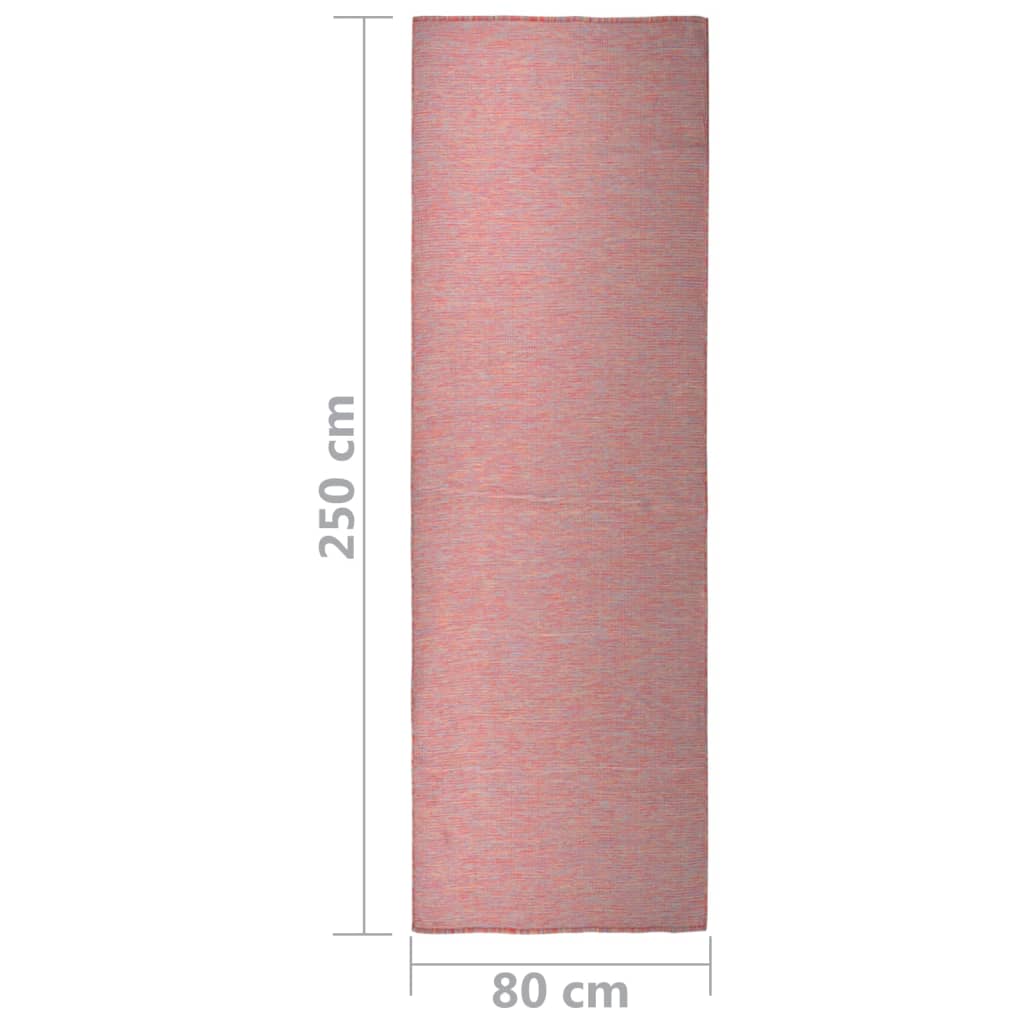 vidaXL Covor de exterior, roșu, 80x250 cm, țesătură plată