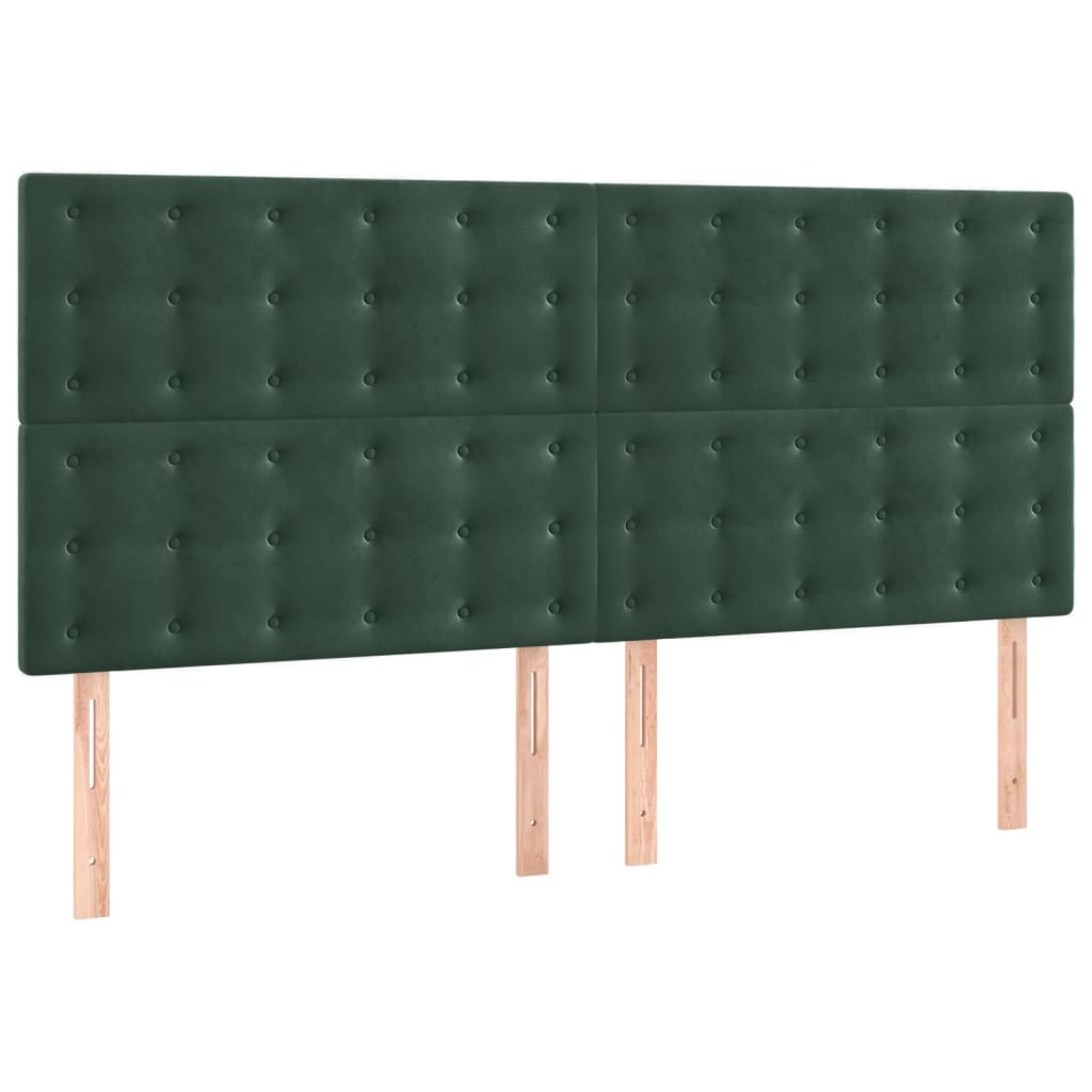 vidaXL Tăblii de pat, 4 buc, verde închis, 80x5x78/88 cm, catifea