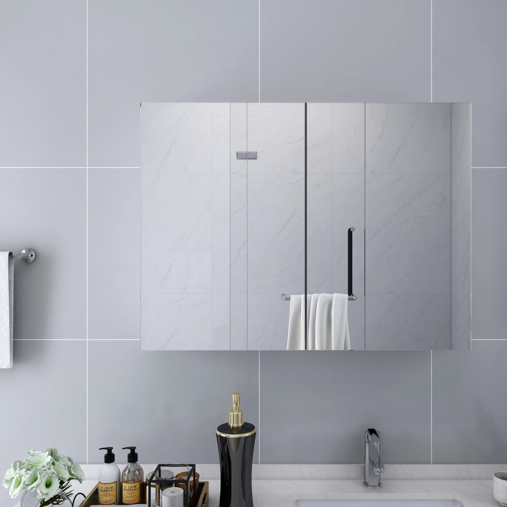 vidaXL Dulap de baie cu oglindă, alb, 80x15x60 cm, MDF