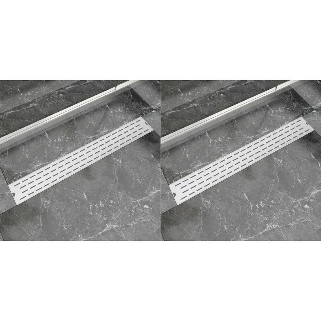 vidaXL Rigolă liniară de duș, 2 buc. 830x140 mm oțel inoxidabil, linii