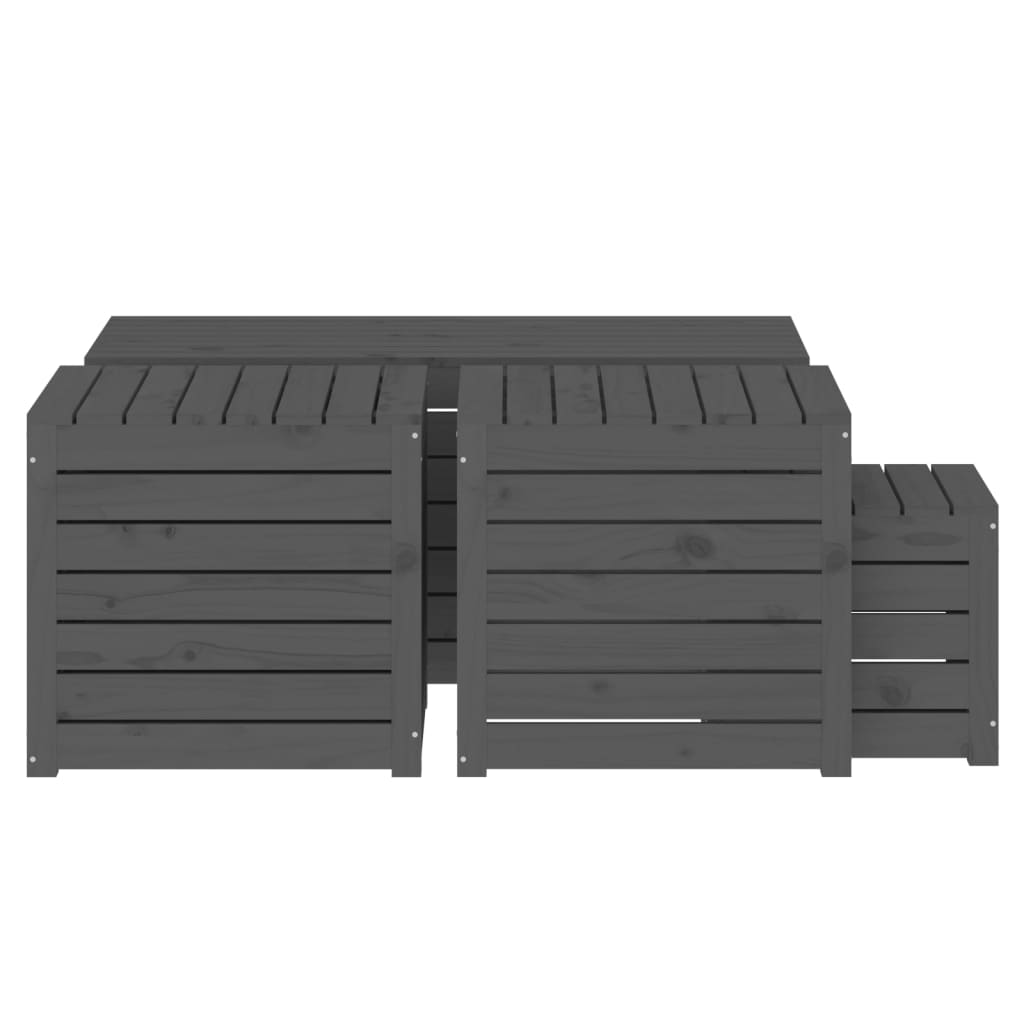 vidaXL Set cutii de grădină, 4 piese, gri, lemn masiv de pin