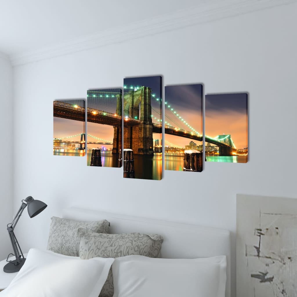 Set tablouri de perete cu imprimeu podul Brooklyn , 200 x 100 cm