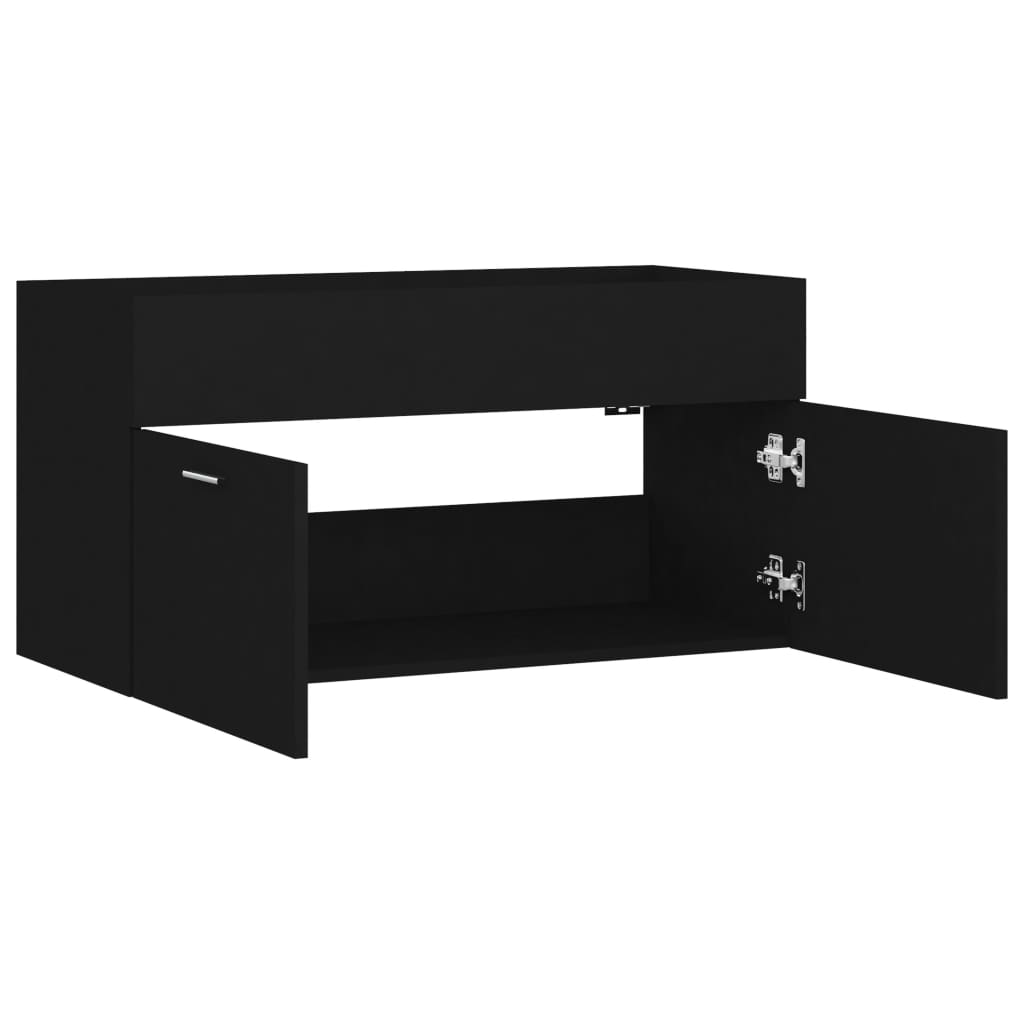 vidaXL Dulap de chiuvetă, negru, 90x38,5x46 cm, PAL