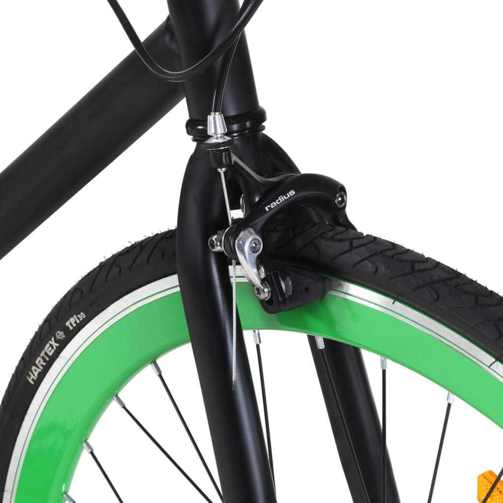 vidaXL Bicicletă cu angrenaj fix, negru și verde, 700c, 51 cm