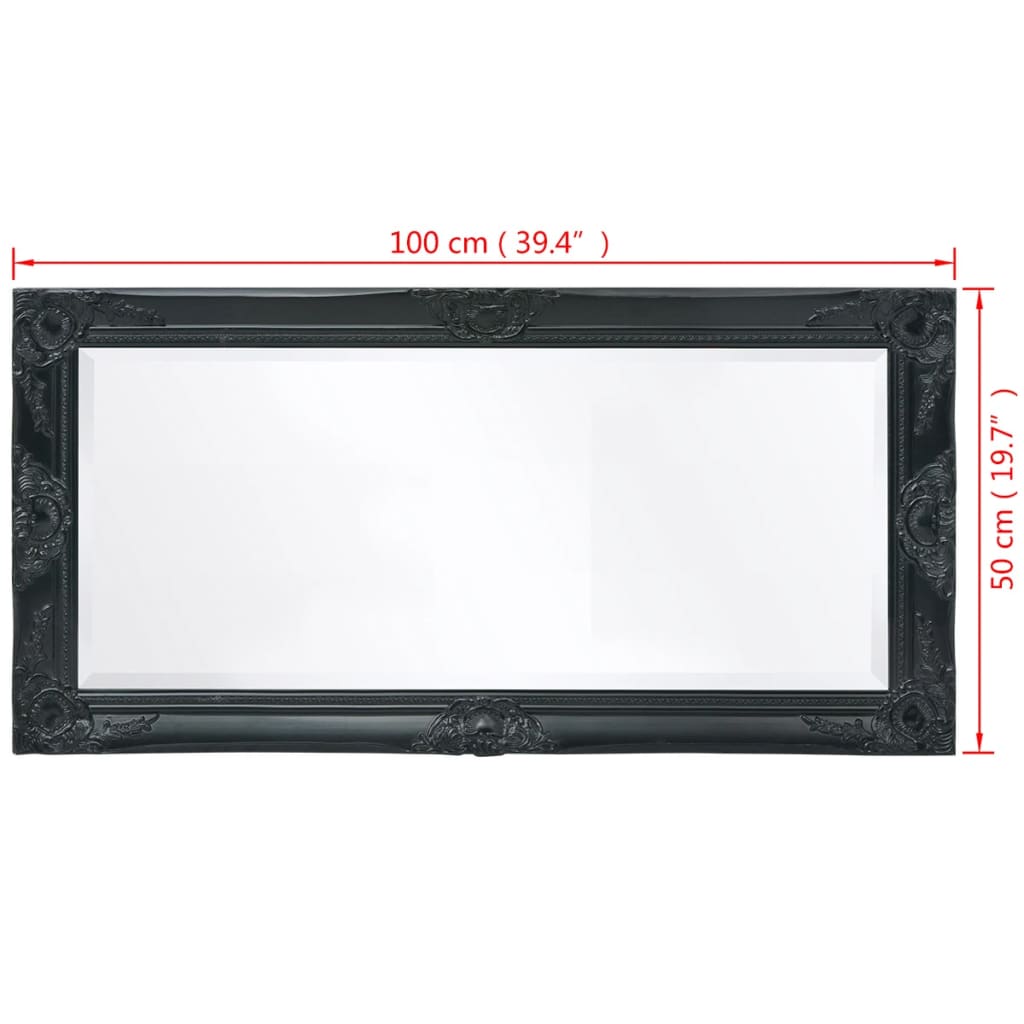 vidaXL Oglindă de perete în stil baroc, 100 x 50 cm, negru