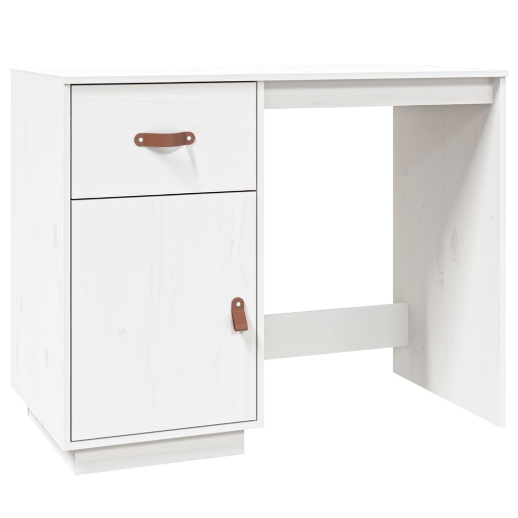 vidaXL Birou cu dulapuri, alb, 135x50x75 cm, lemn masiv de pin