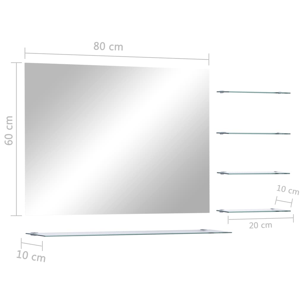 vidaXL Oglindă de perete cu raft, 80 x 60 cm, sticlă securizată