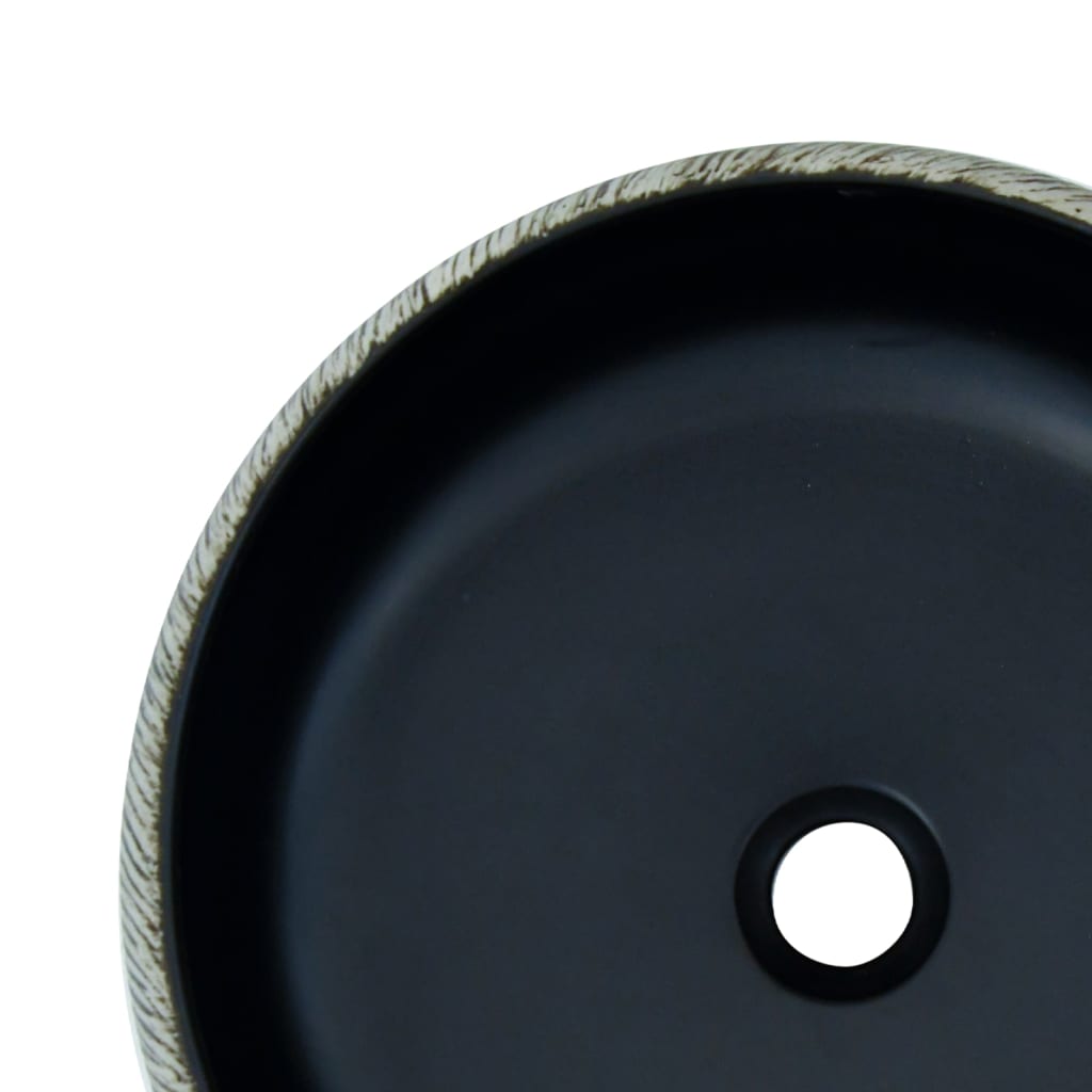 vidaXL Lavoar de blat, negru și gri, rotund, Φ41x14 cm, ceramică