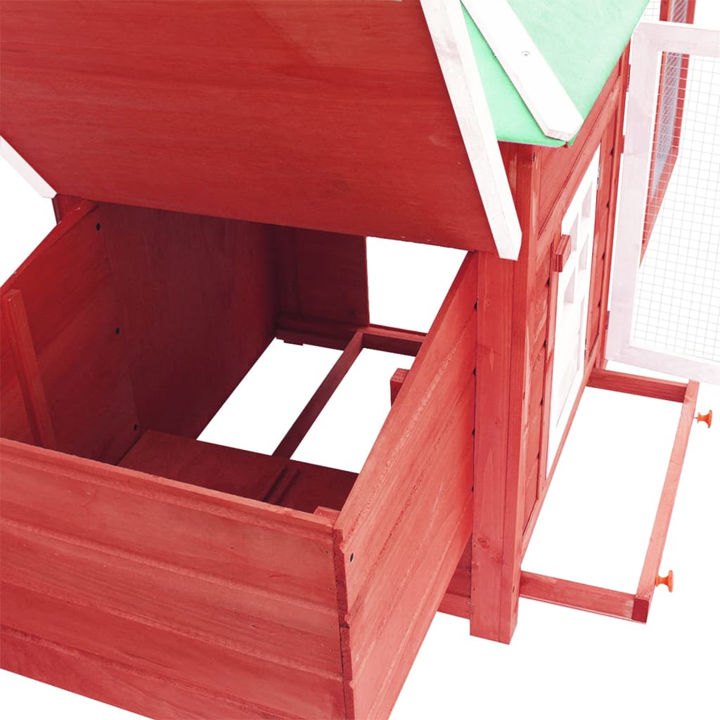 vidaXL Coteț de păsări cu un cuibar, roșu, 190x72x102 cm, lemn de brad