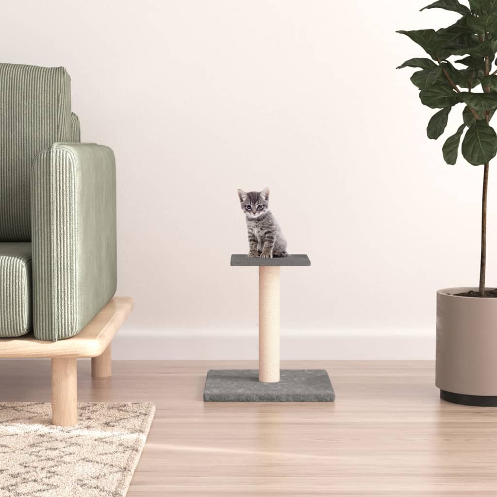 vidaXL Stâlp de zgâriat pentru pisici cu platformă, gri deschis, 38 cm