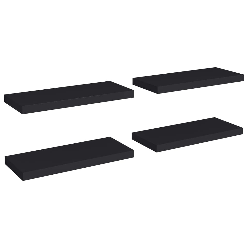 vidaXL Rafturi de perete, 4 buc., negru, 60 x 23,5 x 3,8 cm, MDF