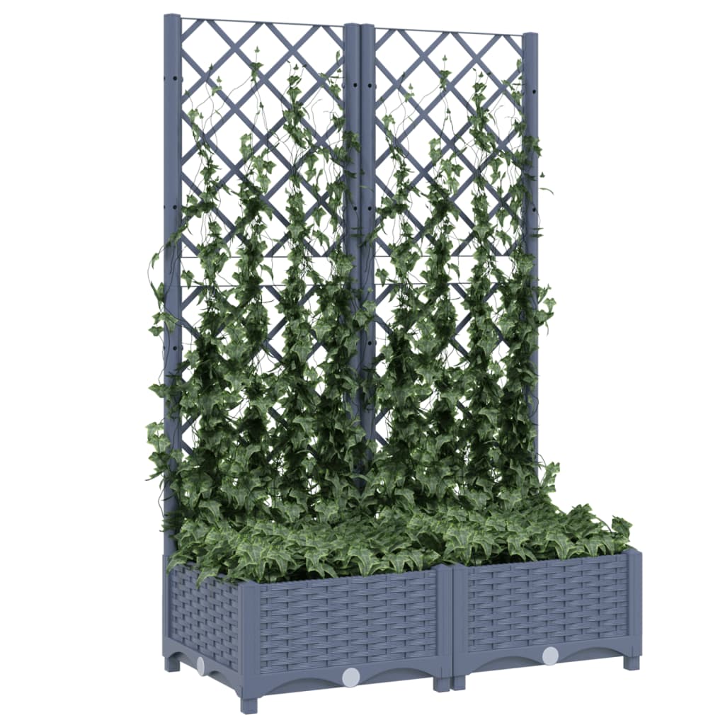 vidaXL Jardinieră de grădină cu spalier,gri închis, 80x40x121,5 cm, PP