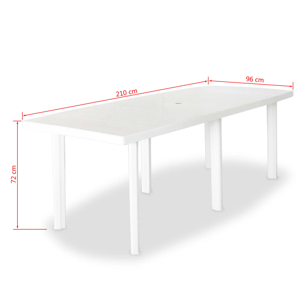 vidaXL Set mobilier de exterior, 11 piese, alb, plastic