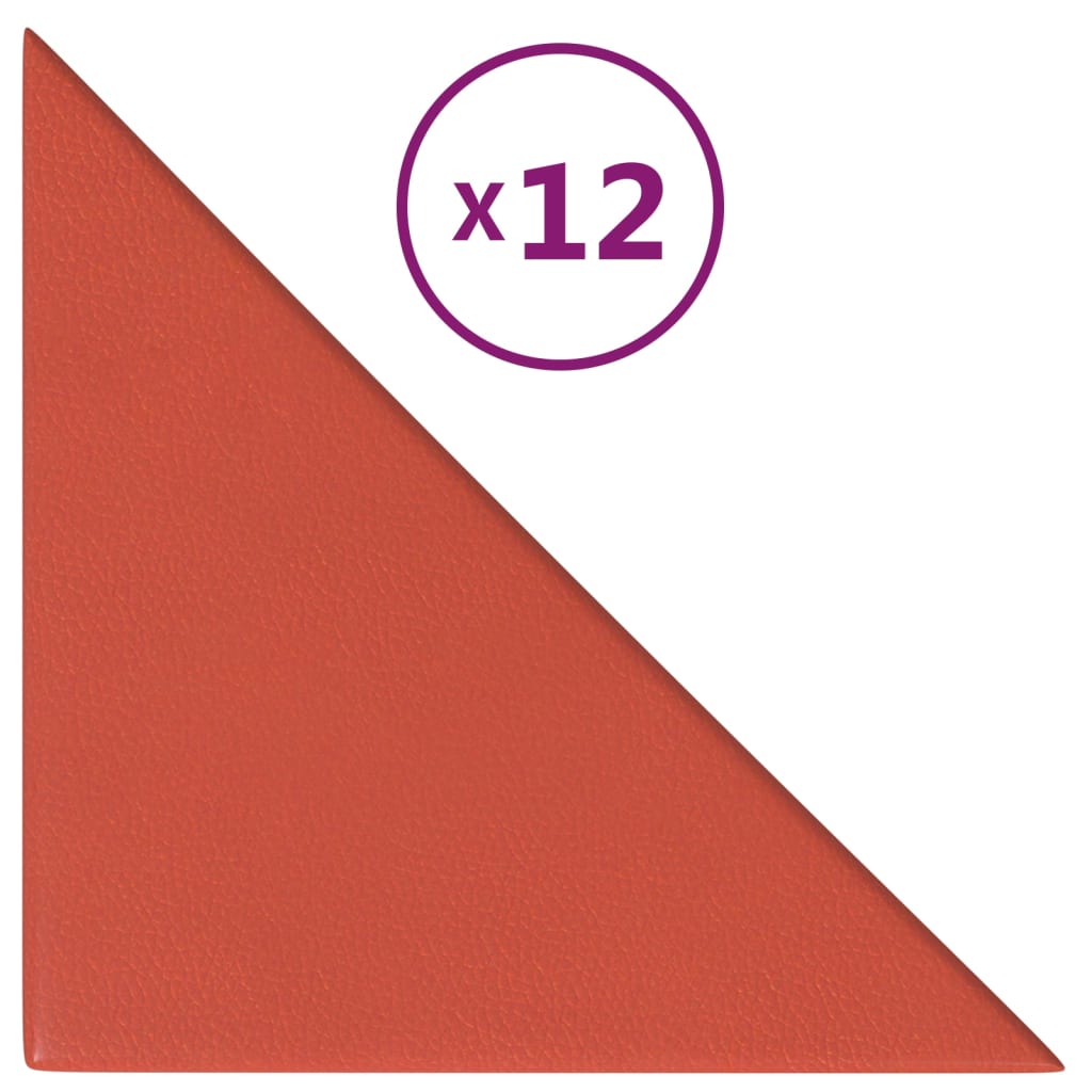 vidaXL Panouri de perete 12 buc. roșu 30x30 cm piele ecologică 0,54 m²