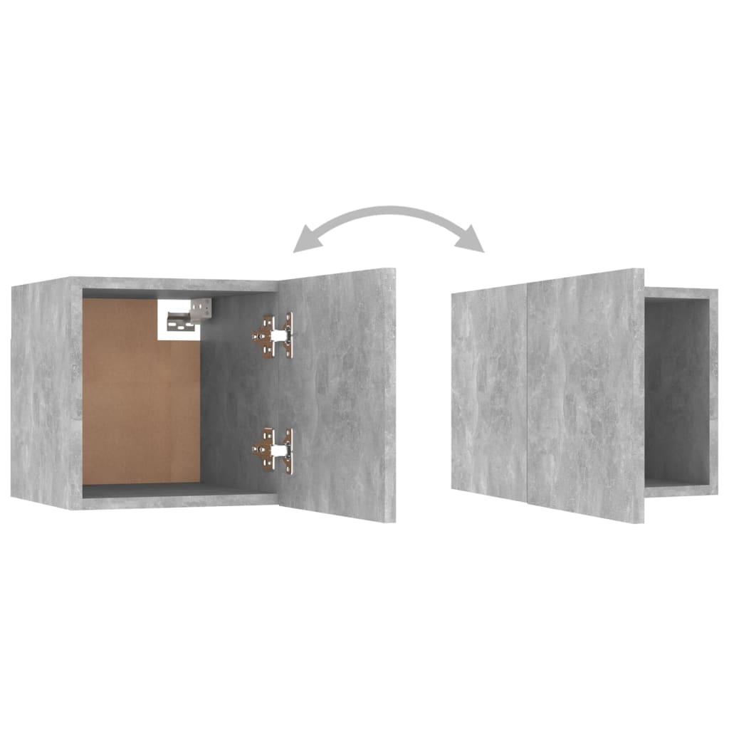 vidaXL Noptiere, 2 buc., gri beton, 30,5x30x30 cm, lemn prelucrat