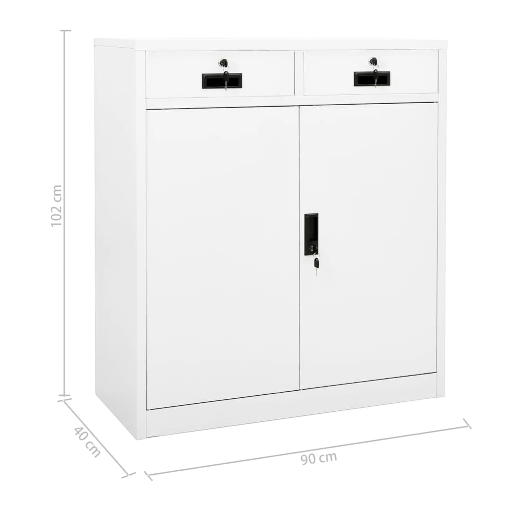 vidaXL Dulap de birou, alb, 90x40x102 cm, oțel