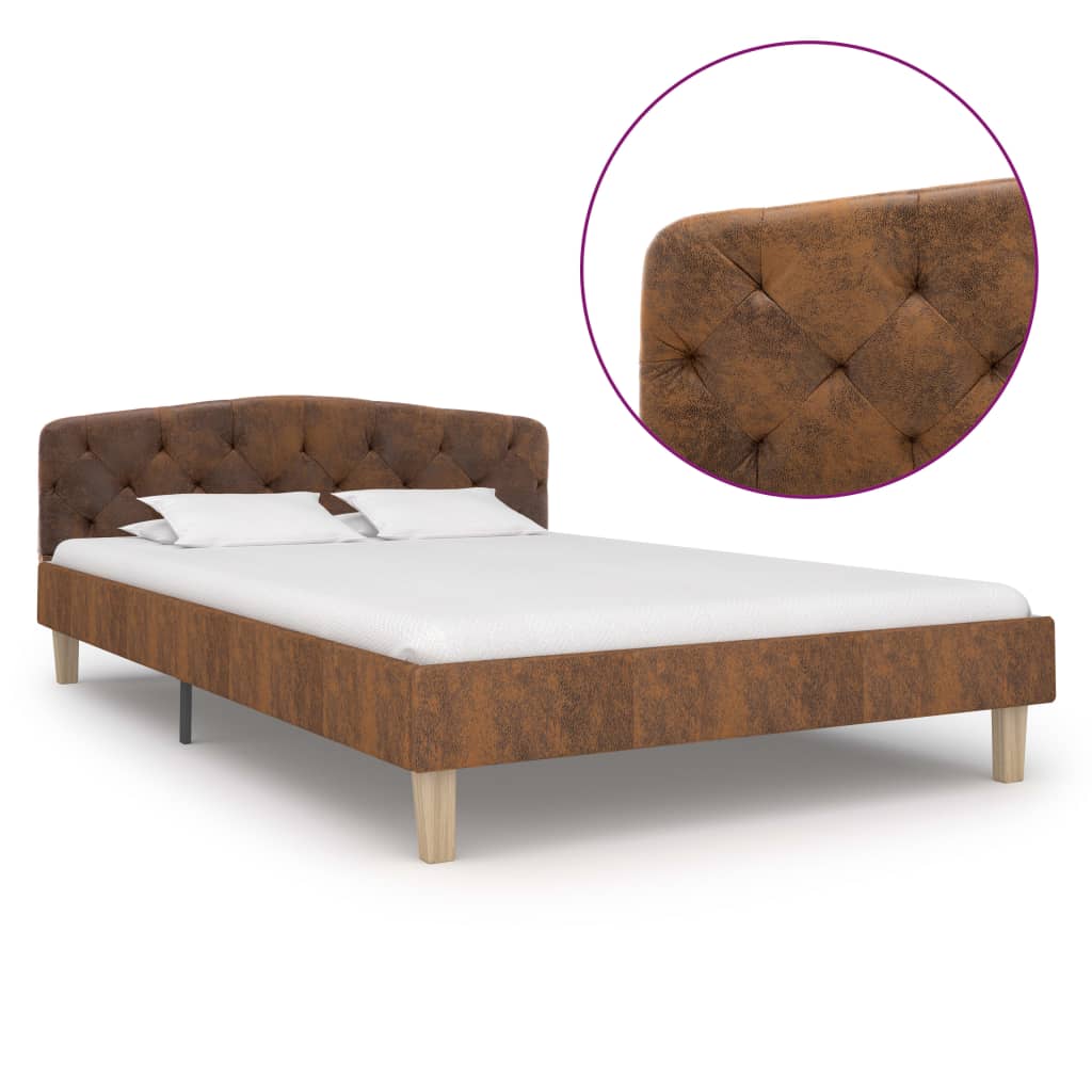 vidaXL Cadru de pat, maro, 120x200 cm, piele întoarsă ecologică