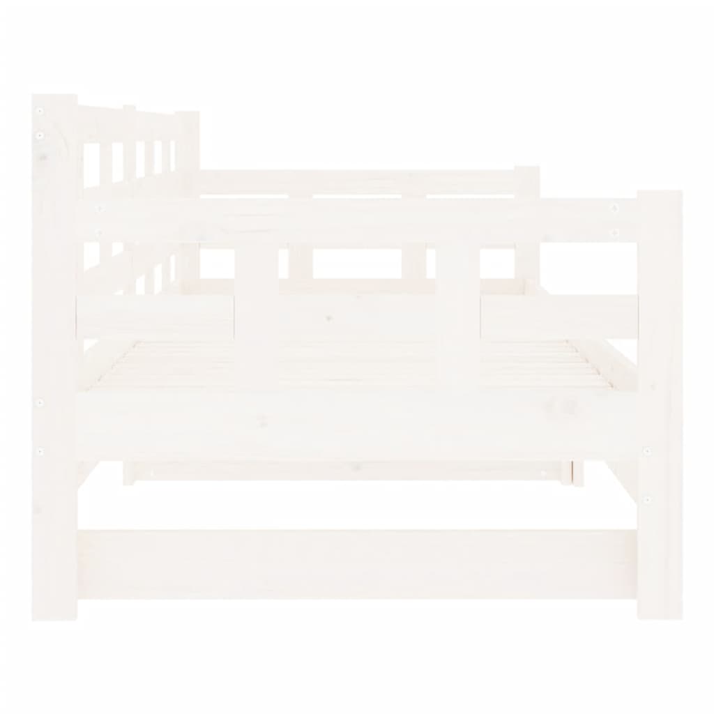 vidaXL Pat extensibil de zi, alb, 2x(90x200) cm, lemn masiv de pin