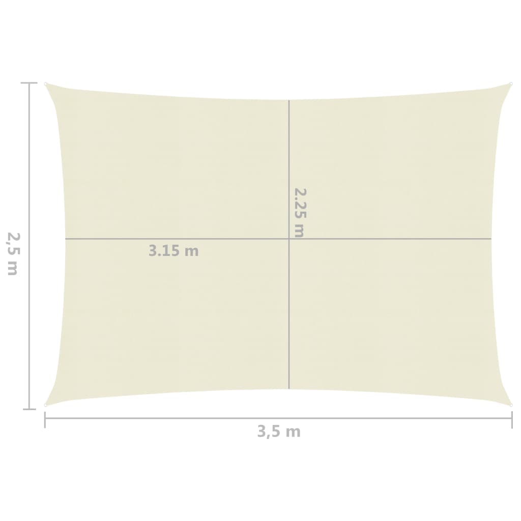 vidaXL Pânză parasolar, crem, 2,5 x 3,5 m, HDPE, 160 g/m²