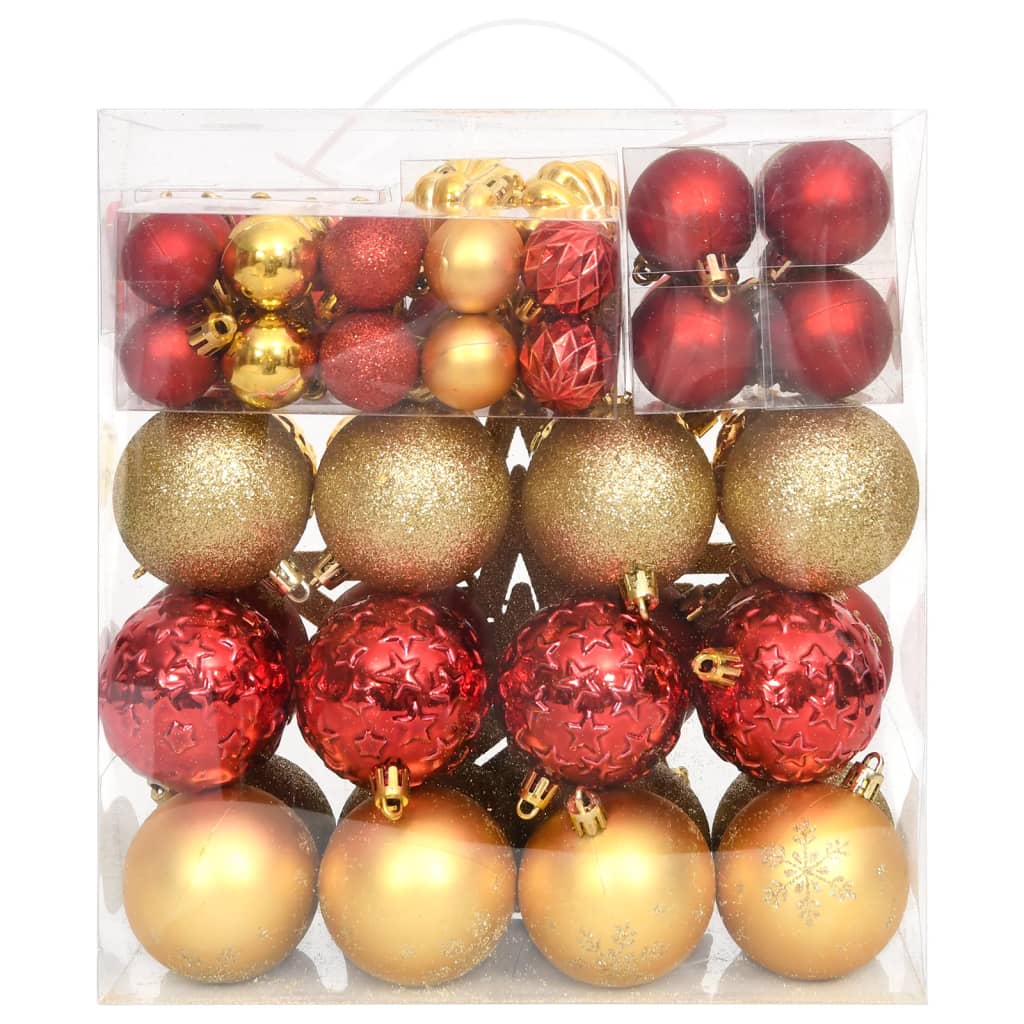 vidaXL Set globuri de Crăciun, 70 piese, auriu și roșu