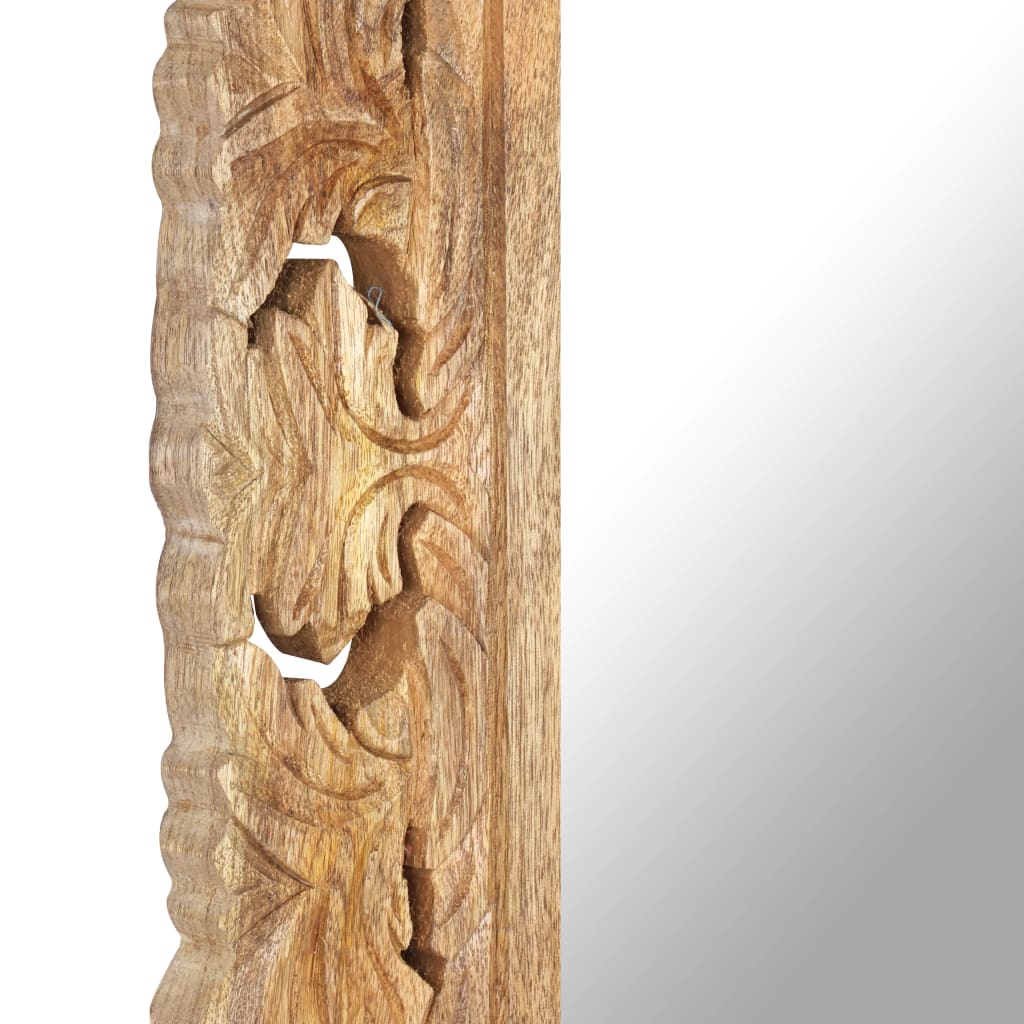 vidaXL Oglindă sculptată manual, maro, 80x50 cm, lemn masiv de mango