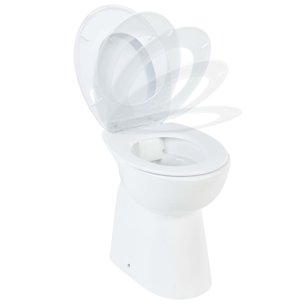 vidaXL Vas WC fără ramă, închidere silențioasă, + 7 cm, alb, ceramică
