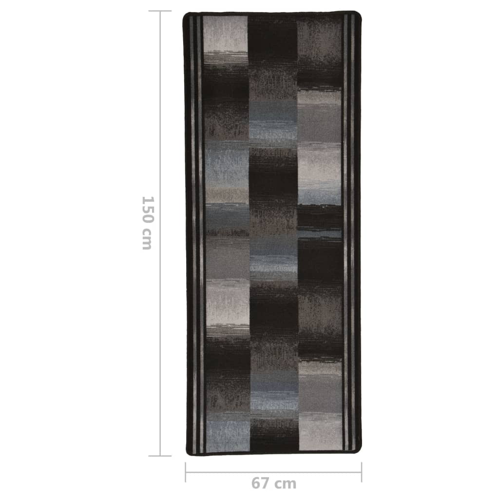 vidaXL Covor traversă, suport gel, negru, 67 x 150 cm