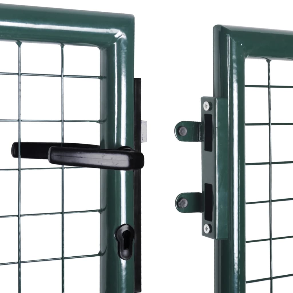 vidaXL Poartă de gard din oțel, verde, 306 x 175 cm