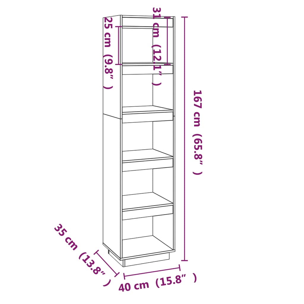 vidaXL Bibliotecă/Separator cameră, 40x35x167 cm, lemn masiv de pin