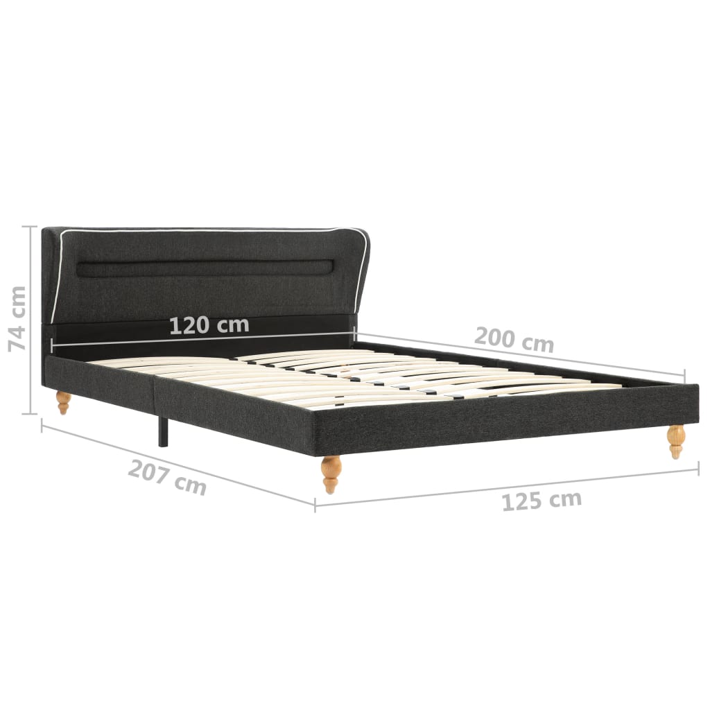 vidaXL Cadru de pat cu LED-uri, gri închis, 120x200 cm, pânză de sac