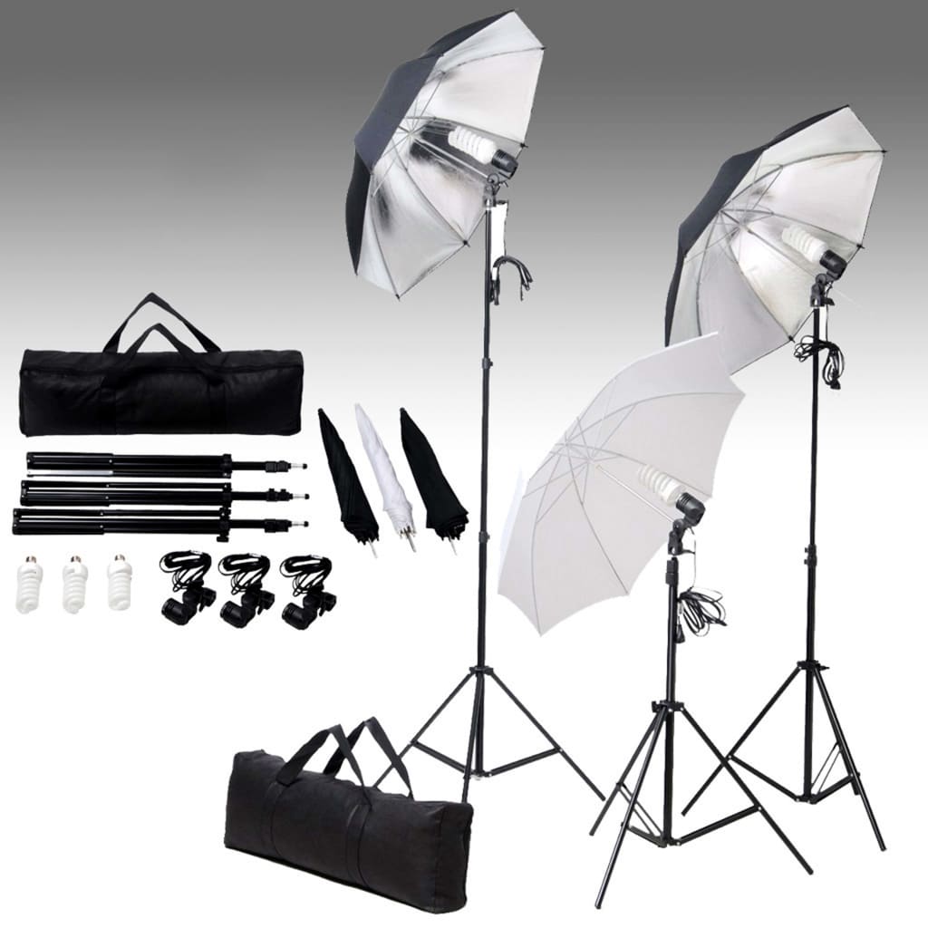 vidaXL Kit studio foto cu set de lumini și fundal