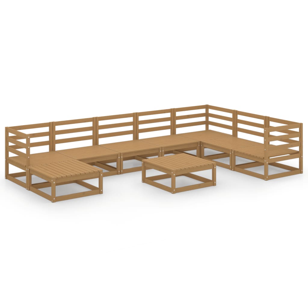 vidaXL Set mobilier de grădină, 9 piese, maro miere, lemn masiv de pin