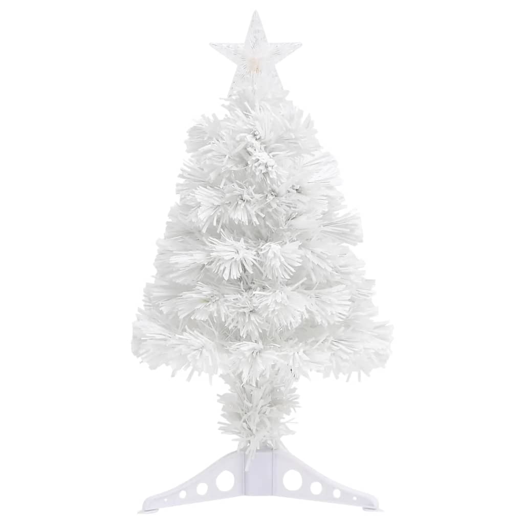 vidaXL Brad de Crăciun artificial pre-iluminat alb 64 cm, fibră optică