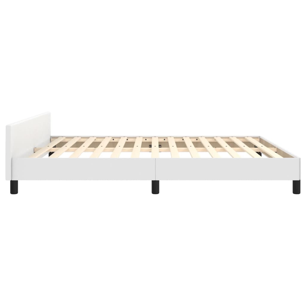 vidaXL Cadru de pat cu tăblie, alb, 160x200 cm, piele ecologică