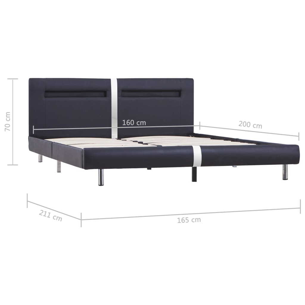 vidaXL Cadru de pat cu LED, negru, 160 x 200 cm, piele artificială