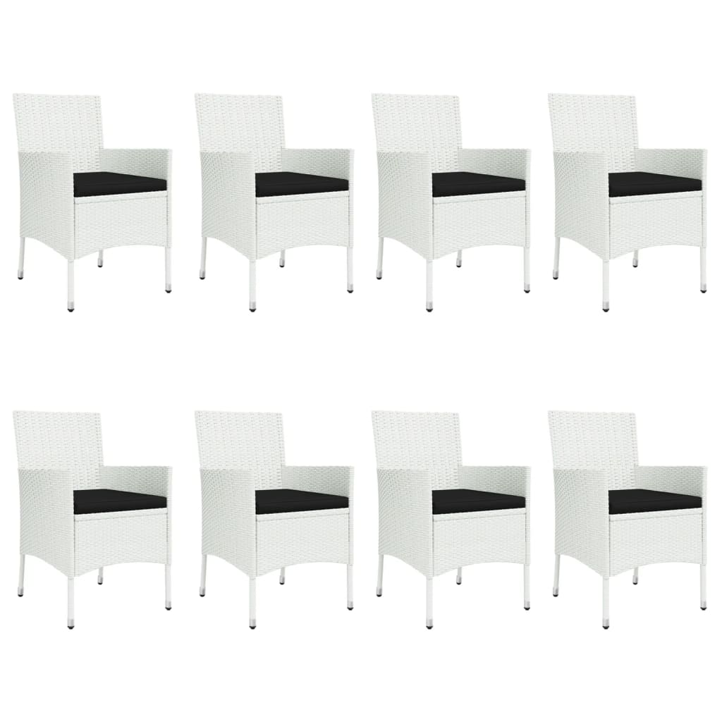 vidaXL Set mobilier de grădină cu perne, 9 piese, alb, poliratan