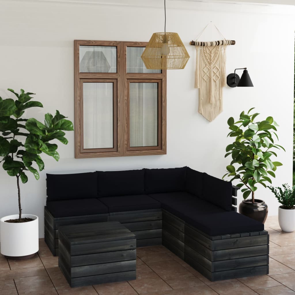 vidaXL Set mobilier grădină din paleți cu perne, 6 piese, lemn de pin