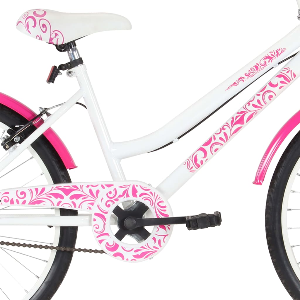 vidaXL Bicicletă pentru copii, roz și alb, 24 inci