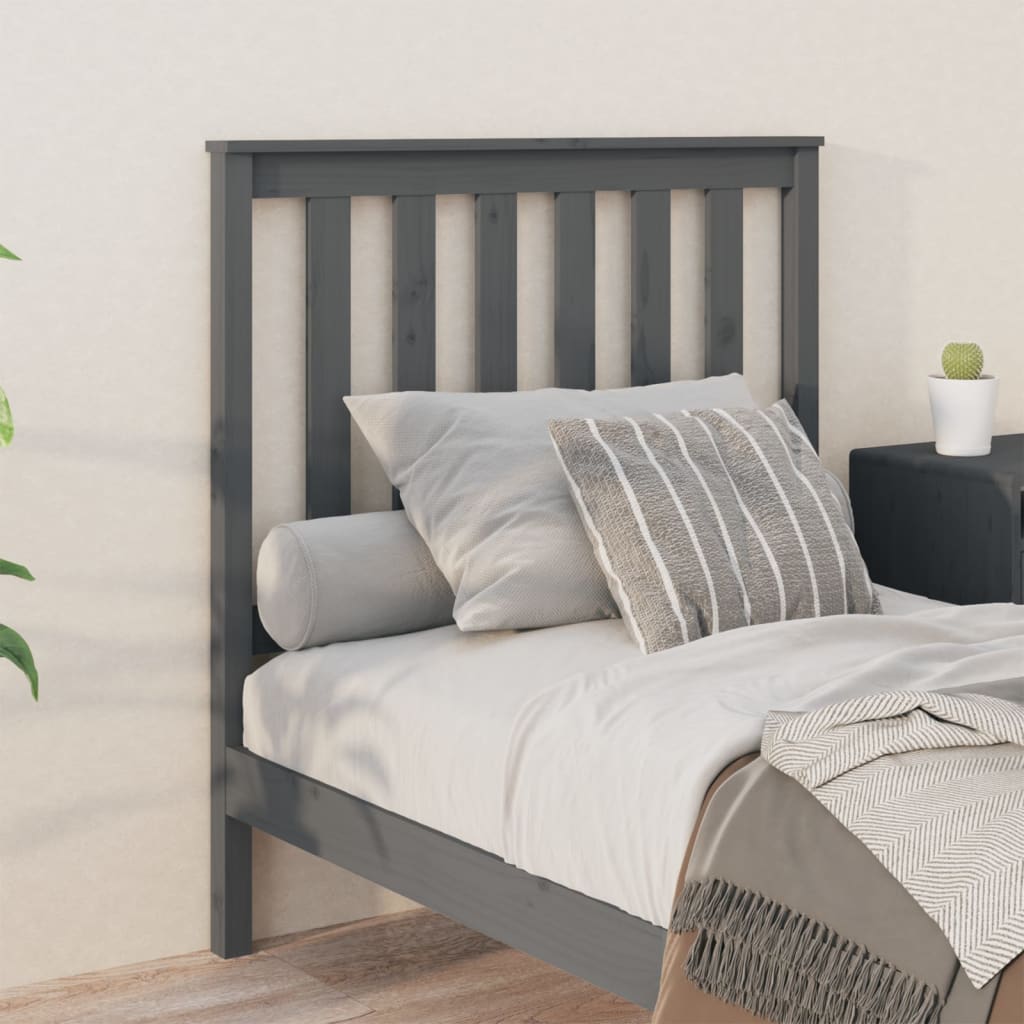 vidaXL Tăblie de pat, gri, 96x6x101 cm, lemn masiv de pin
