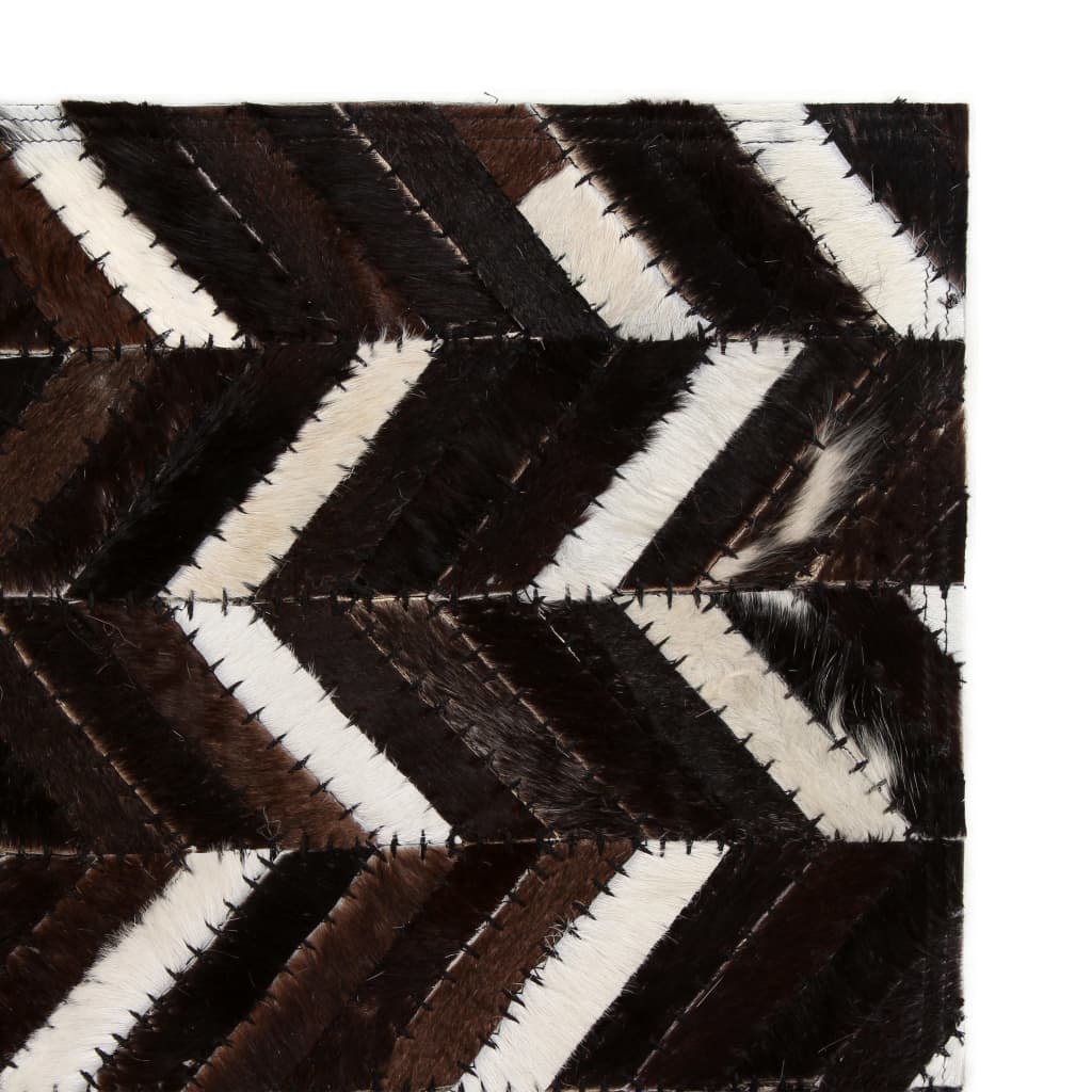 vidaXL Covor piele naturală, mozaic, 120x170 cm zig-zag Negru/alb